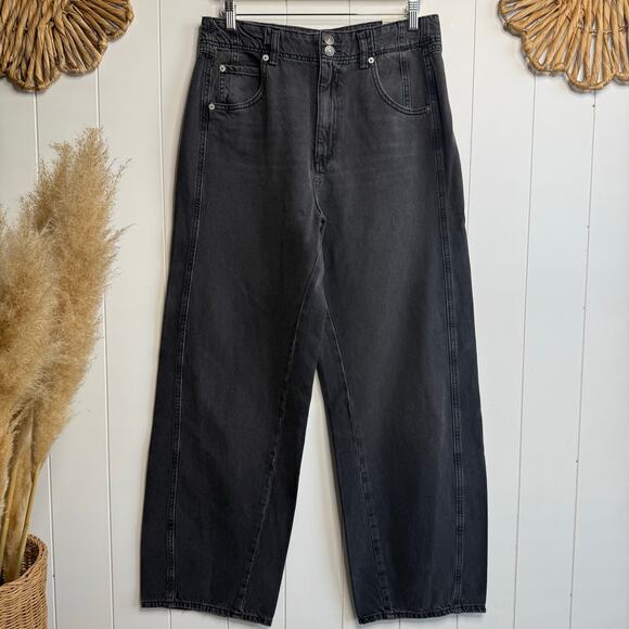 Free People jeans straight-leg high rise cotton streetwear boho pants 32 - Picture 2 of 9